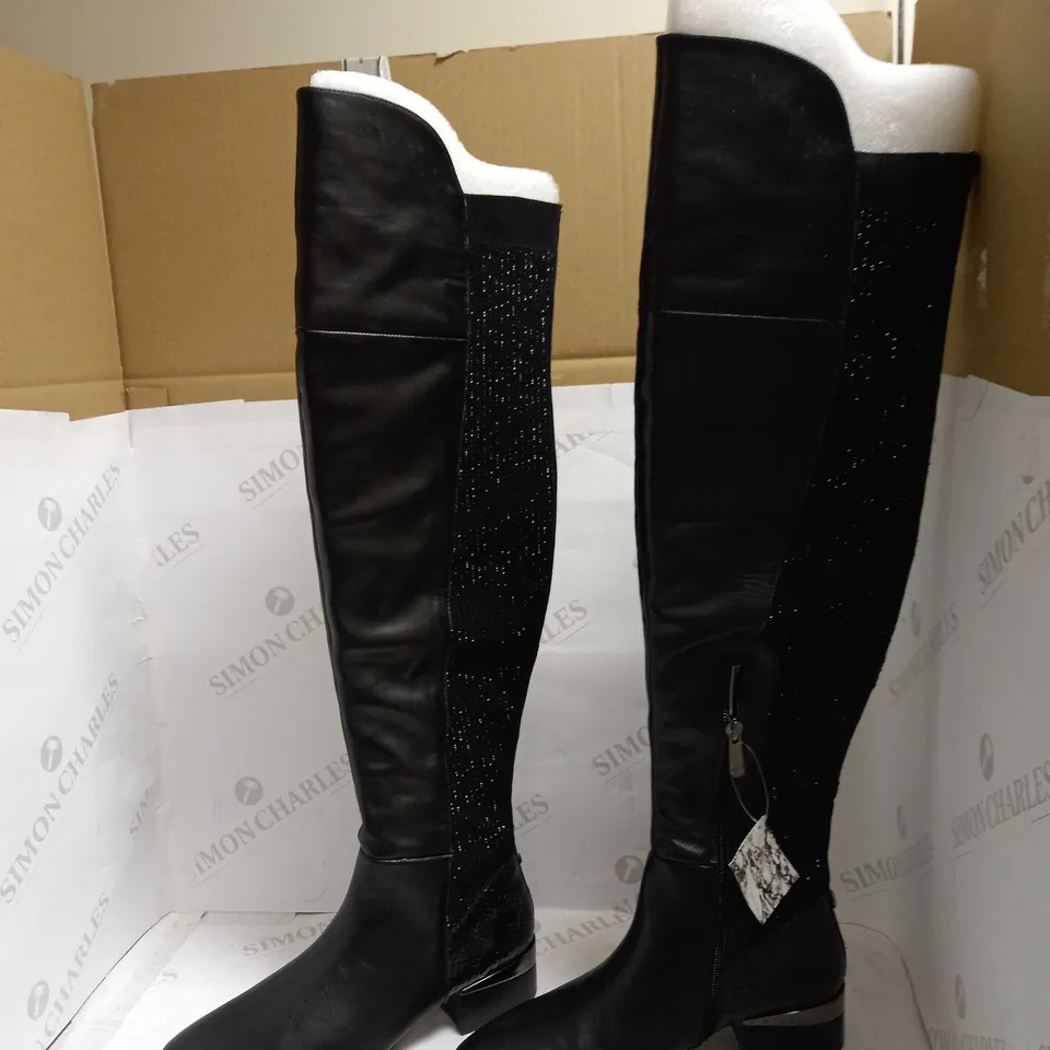 MODA IN PELLE ZARRA ELASTICATED OVER-THE-KNEE GLITZ ZIP BOOTS UK SIZE 5.5