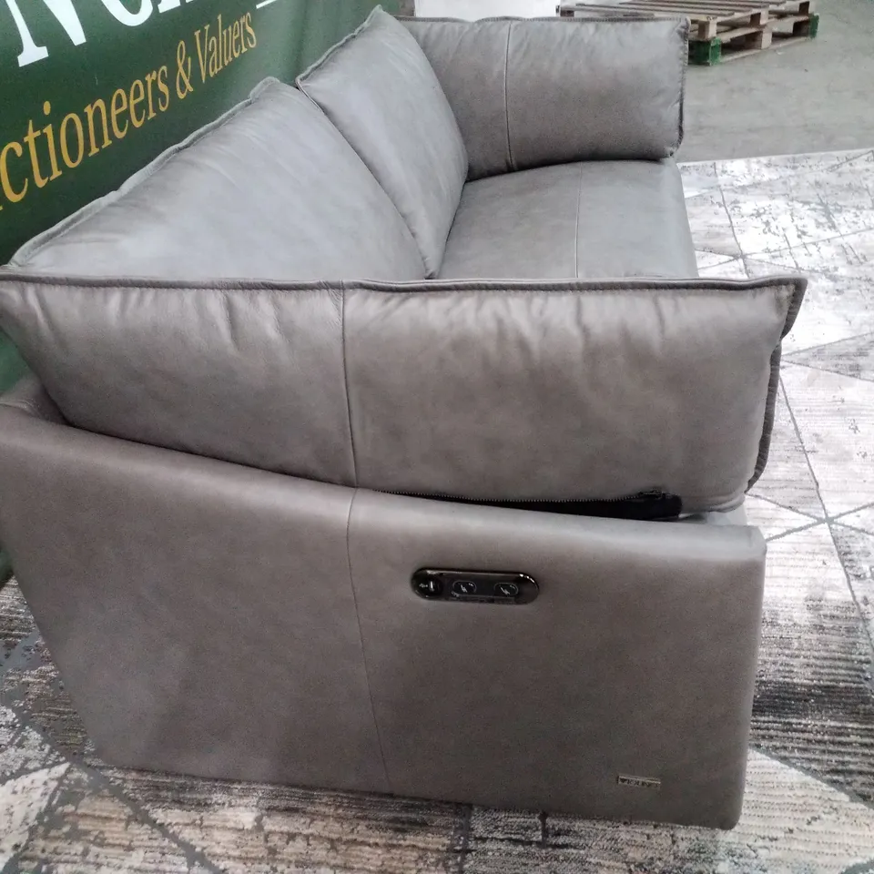 BRAND NEW DESIGNER AVA LEATHER 3 SEATER SOFA - DARK GREY