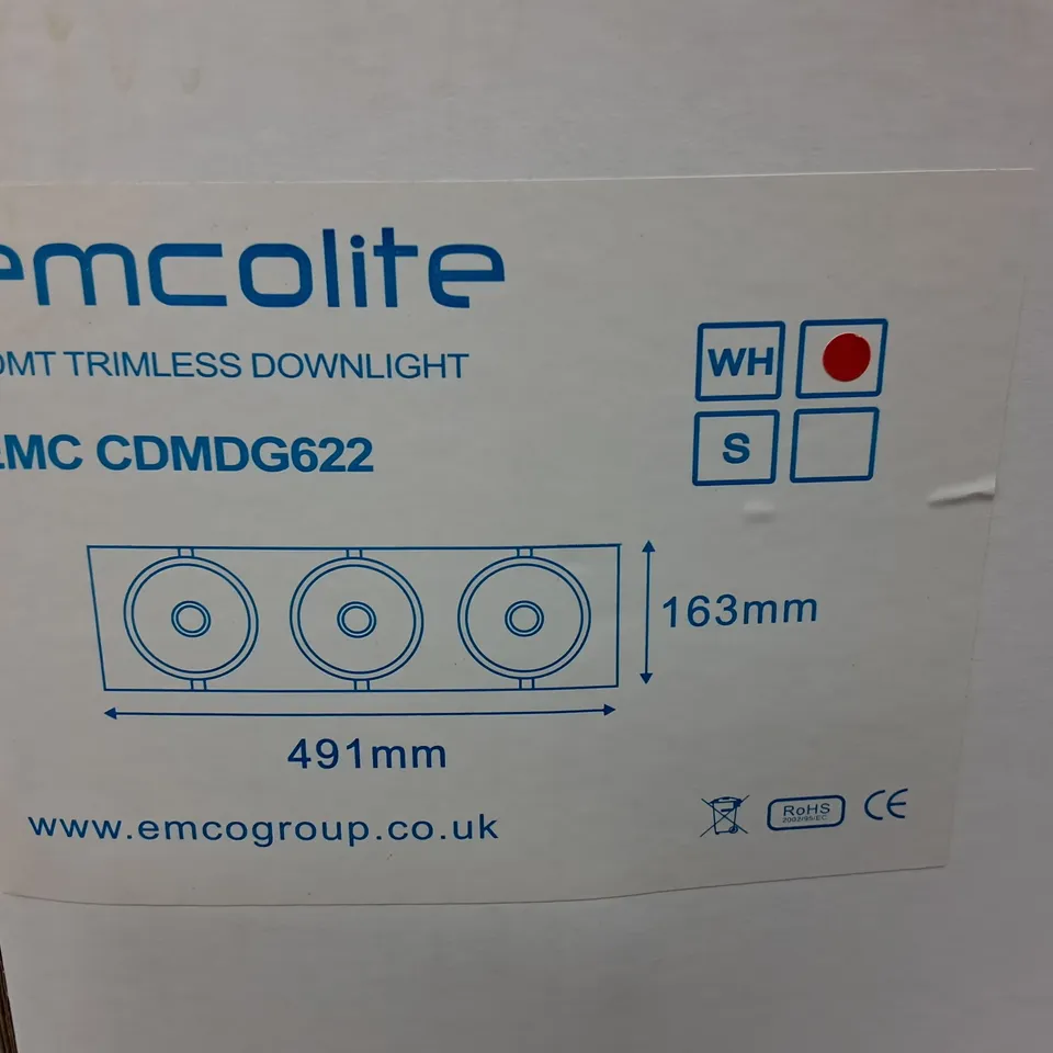 PALLET CONTAINING 20 BOXED EMCOLITE CDMT TRIMLESS DOWNLIGHTS - EMC CDMDG622