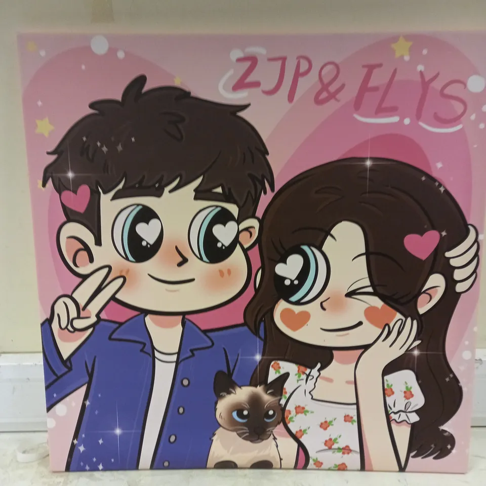 PERSONALISED CARTON CANVAS ART 'ZJP & FLYS' 