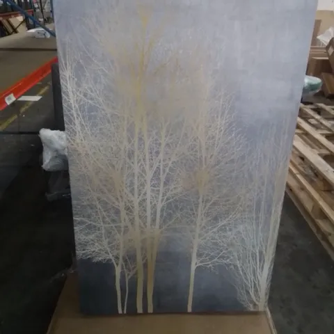 GOLD TREE ON GREY PANEL I BY KATE - WRAPPED CANVAS