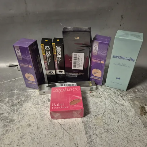 APPROXIMATELY 30 ASSORTED COSMETICS ITEMS TO INCLUDE SHEDOES COLOSSAL WATERPROOF VOLUME MASCARA (10ML), ZEPHOCO BALM FOUNDATION, SUPREME CREME COMPLEXION PERFECTOR, ETC