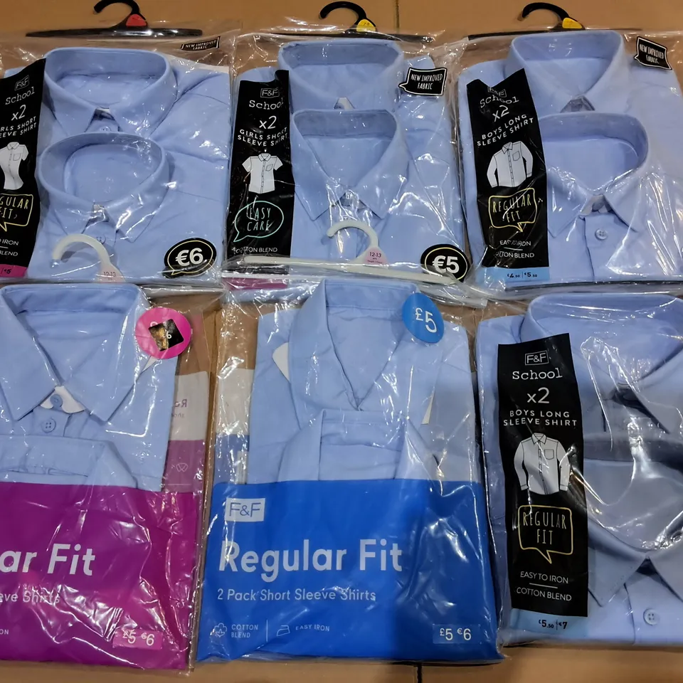 LOT OF APPROXIMATELY 100 ASSORTED 2-PACKS OF SCHOOL SHIRTS IN VARIOUS SIZES