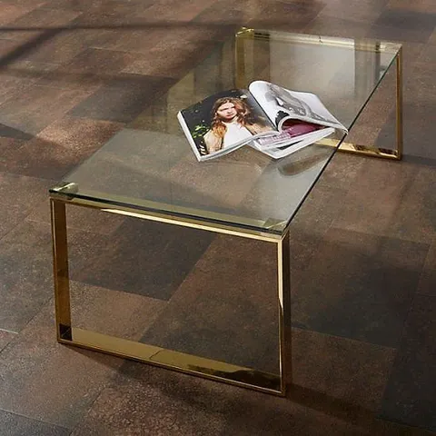 BOXED MEGAN CLEAR GLASS RECTANGULAR COFFEE TABLE WITH LEGS (2 BOXES)