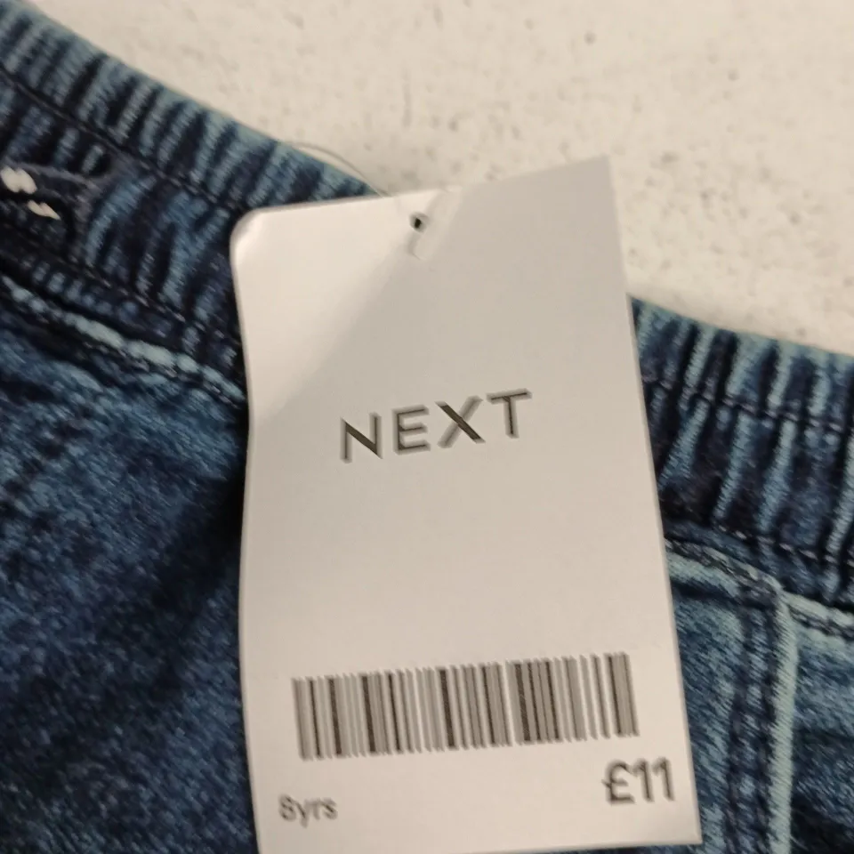 NEXT KIDS DENIM SHORTS UK 8 (AGE 8) – BLUE WASH, DRAWSTRING WAIST
