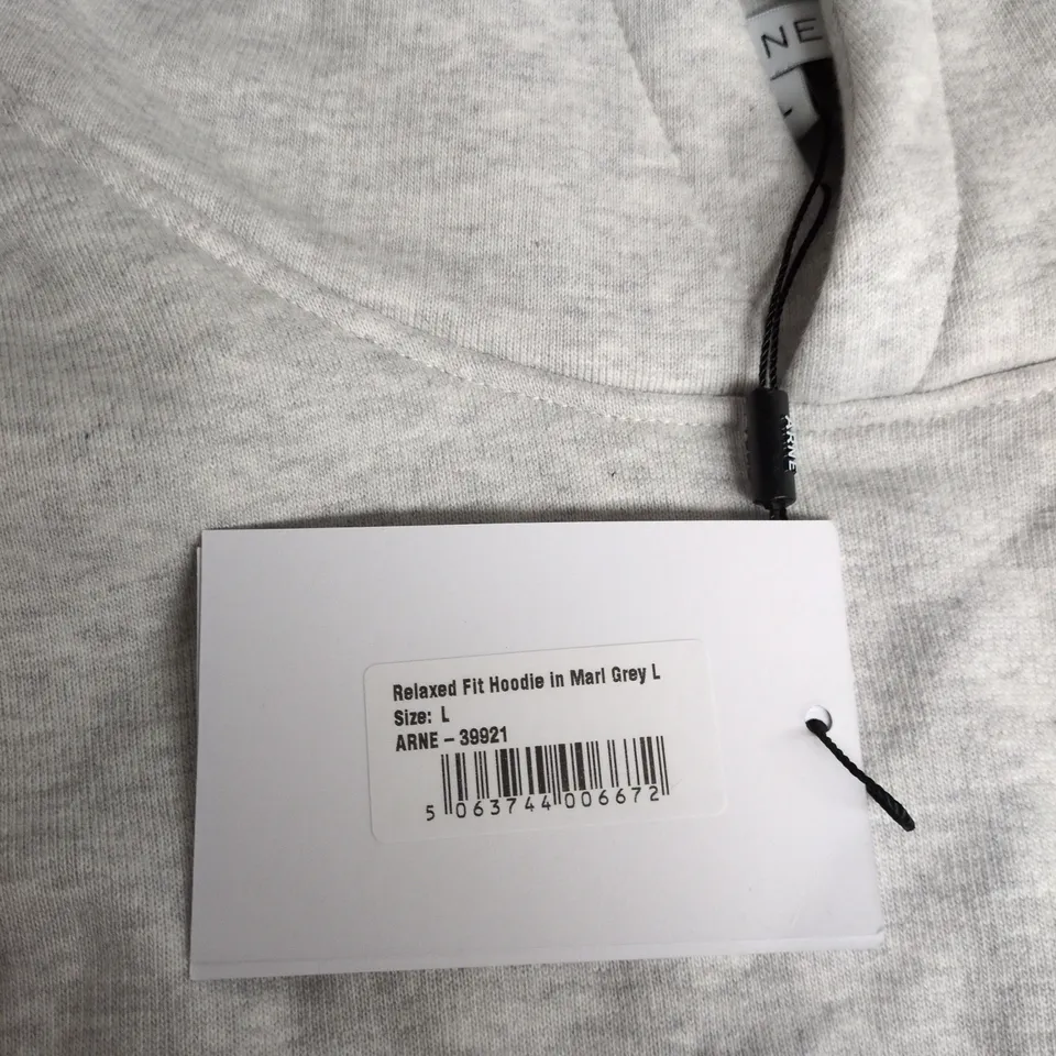 ARNE RELAXED FIT HOODIE – MARL GREY, UK SIZE L