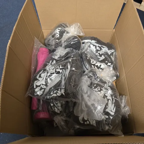 BOX OF APPROXIMATELY 18 ASSORTED PAIRS OF SHOES IN VARIOUS STLYLES , COLOURS AND SIZES