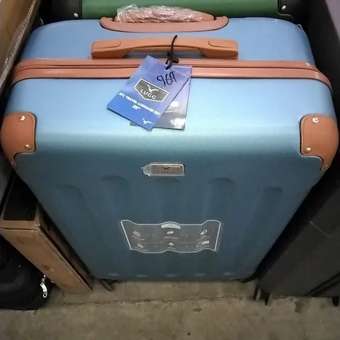 LUGG HARDSHELL TRAVEL SUITCASE - TEAL & BROWN (NOT BOXED)