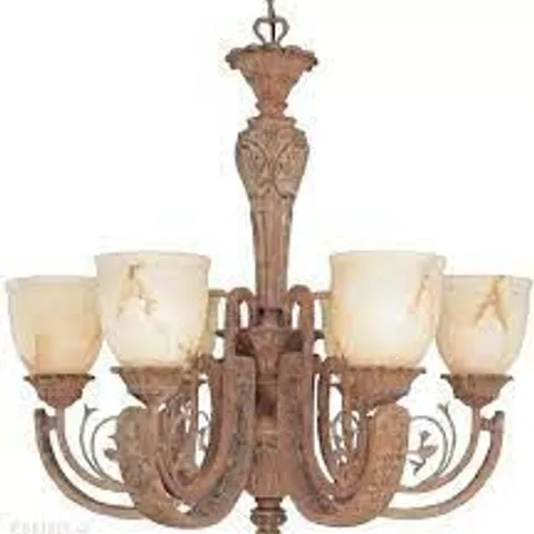 BOXED CUSTOMHOUSE 6 LIGHT SHADED CHANDELIER (1 BOX)