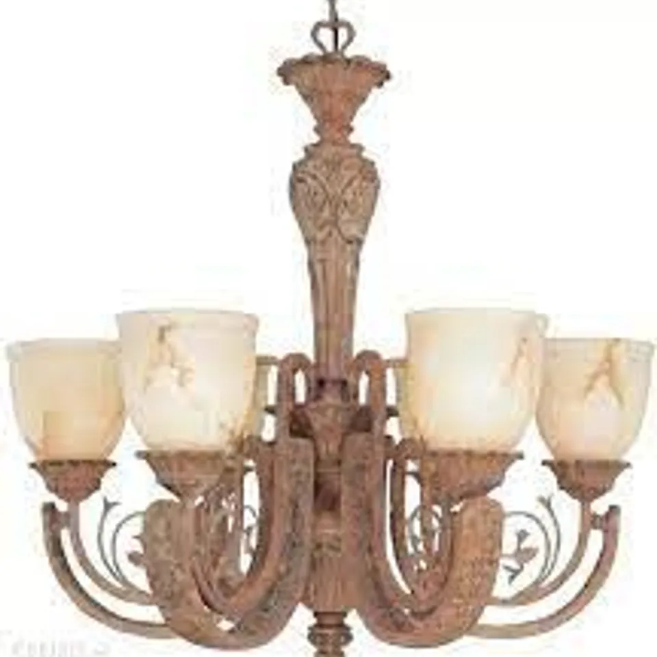 BOXED CUSTOMHOUSE 6 LIGHT SHADED CHANDELIER (1 BOX)