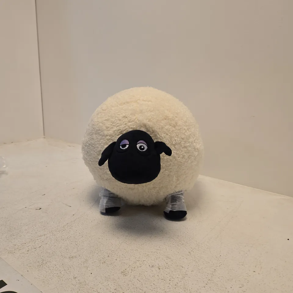 PLUSH SHEEP SOFT TOY – ROUND WHITE WOOLLY BALL WITH BLACK FACE