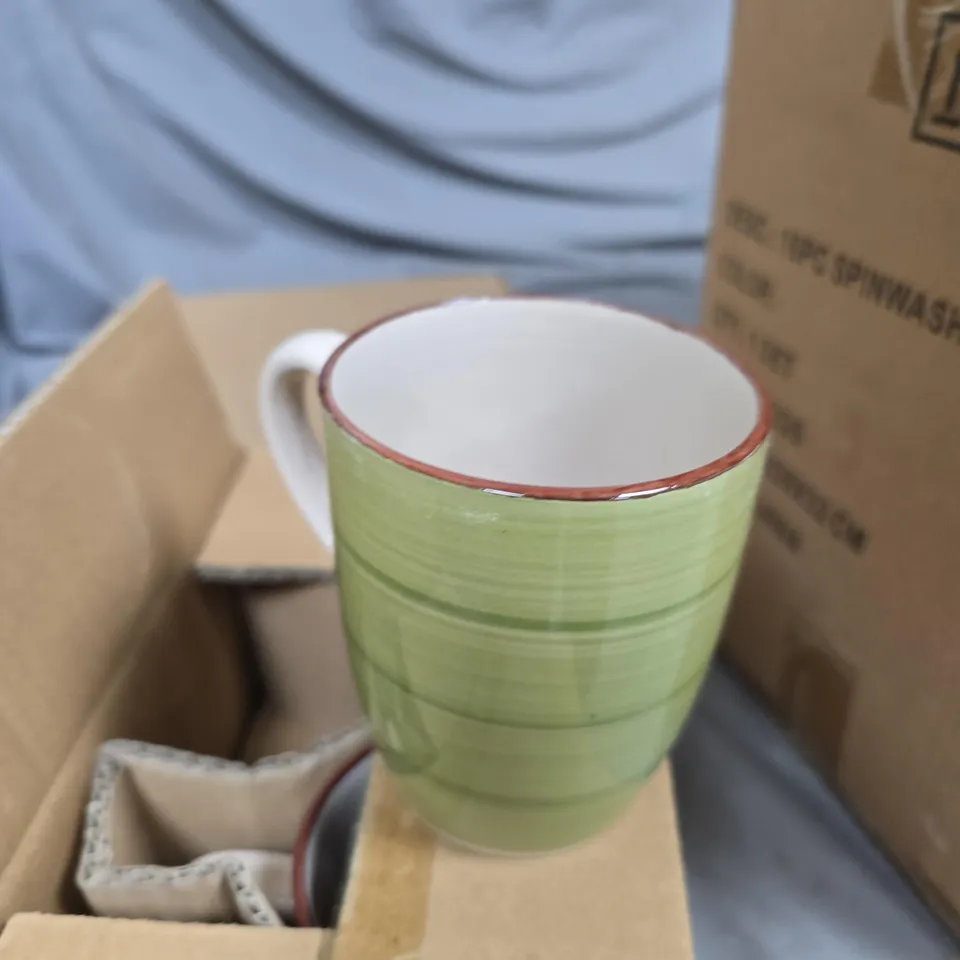 16PC GREEN STONEWASHED DINNER SET (4 OF EACH)