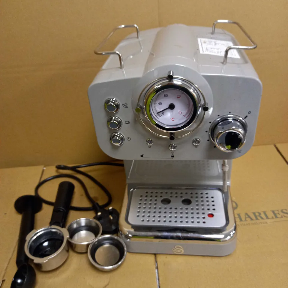 SWAN RETRO PUMP ESPRESSO COFFEE MACHINE - GREY