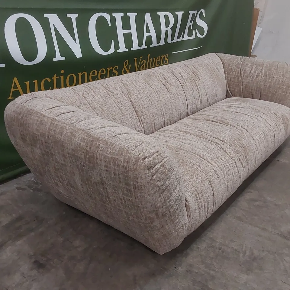 QUALITY DESIGNER ROCHE 4 SEATER OMBRA FABRIC SOFA - BEIGE 