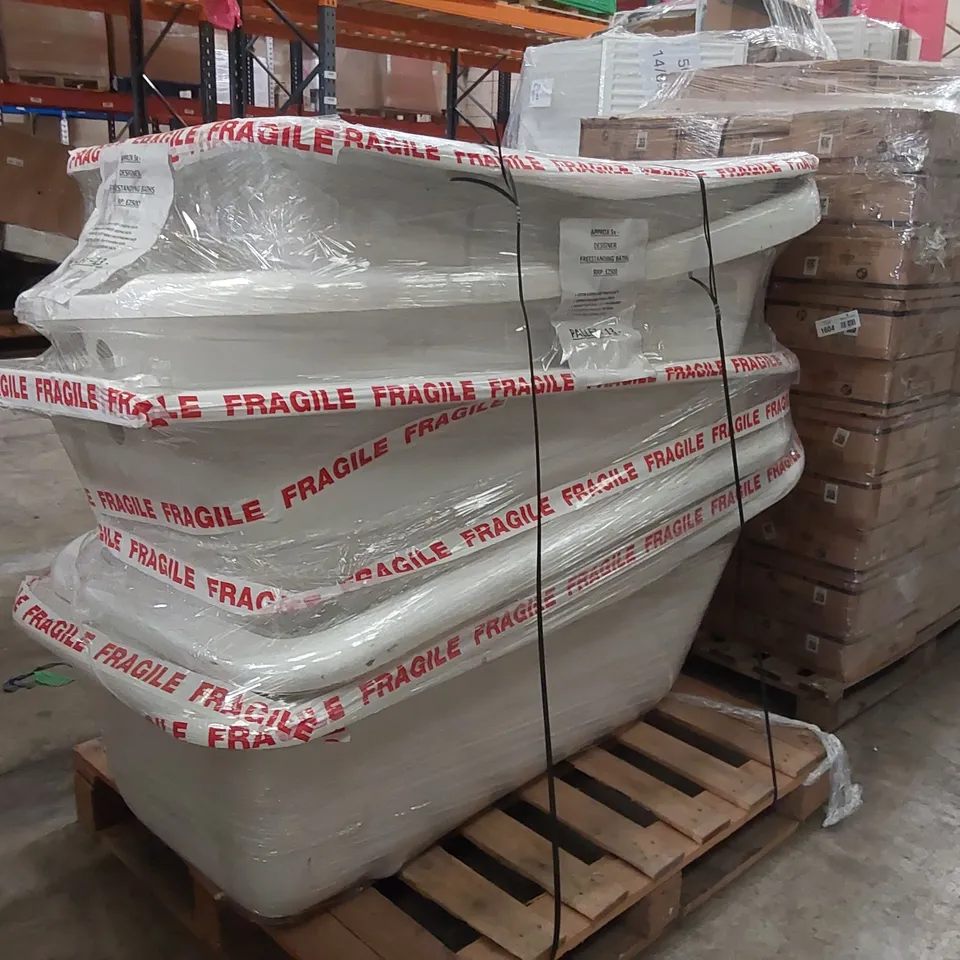 PALLET OF APPROXIMATELY 5x DESIGNER FREESTANDING BATH TUBS