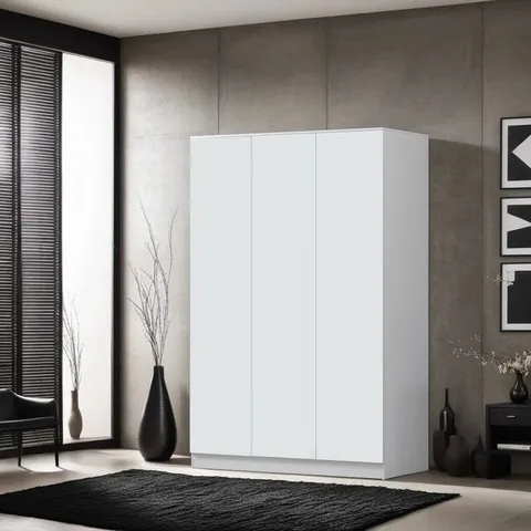 BOXED CARLTON 3 DOOR WARDROBE - SOFT-CLOSE HINGED DOORS WITH HANDLESS PUSH-TO-OPEN FEATURE - WHITE (3 BOXES)