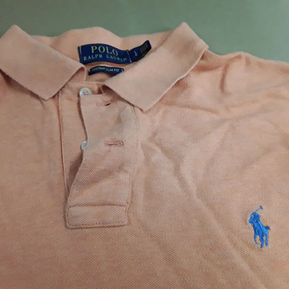 POLO RALPH LAUREN CUSTOM SLIM FIT ORANGE POLO SHIRT - LG
