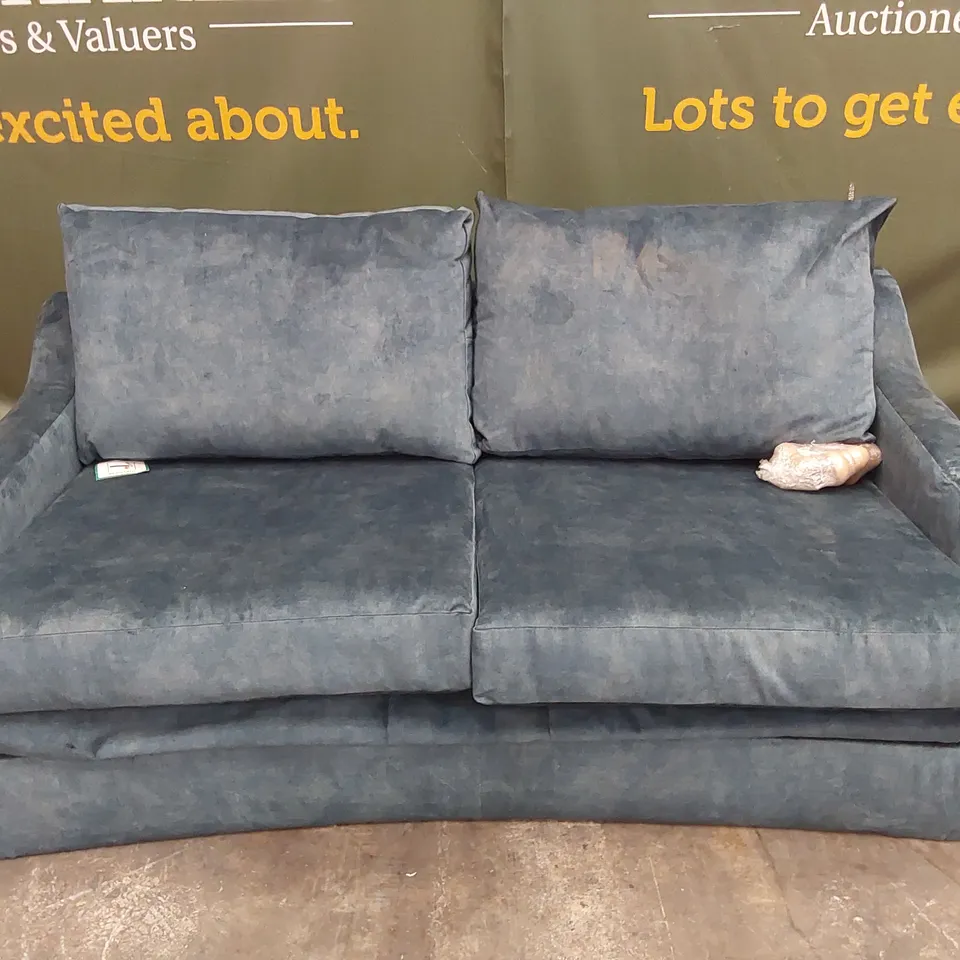 QUALITY DESIGNER 3 SEATER SOFA BED - AQUA FABRIC