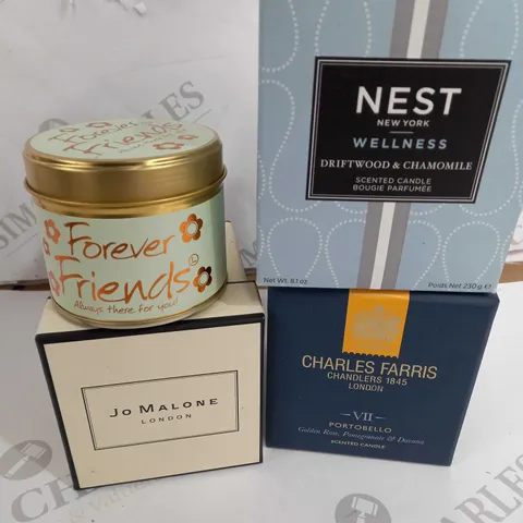 LOT OF 4 CANDLE TO INCLUDE FOREVER FRIENDS / JO MALONE /CHARLES FARRIS / NEST