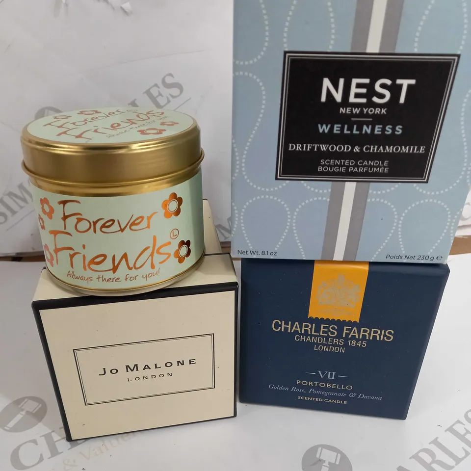 LOT OF 4 CANDLE TO INCLUDE FOREVER FRIENDS / JO MALONE /CHARLES FARRIS / NEST