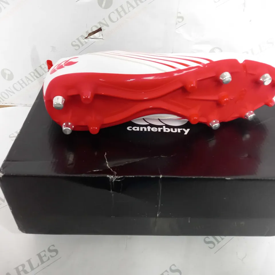 BOXED PAIR OF CANTERBURY SPEED 3.0 RUNNING SHOES IN RED/WHITE - UK SIZE 12
