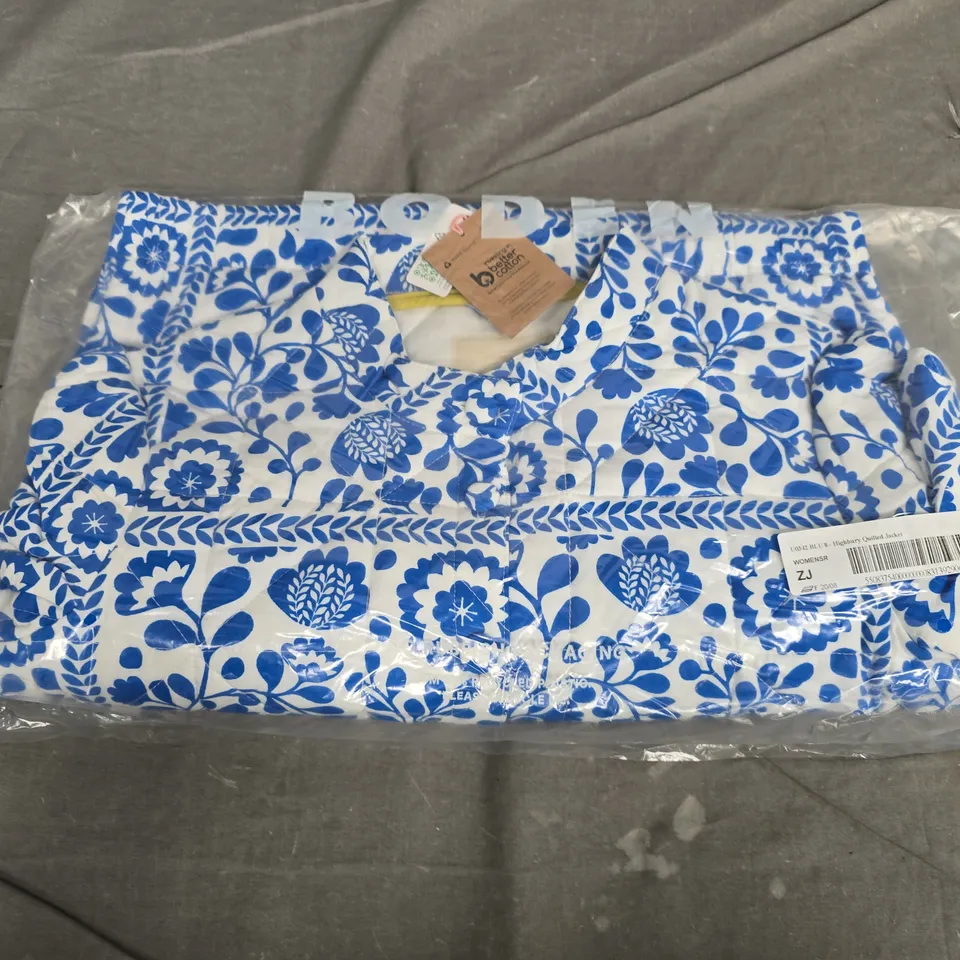 BAGGED BODEN WOMEN'S FLORAL PRINT HIGHBURY QUILTED JACKET – BLUE & WHITE UK8