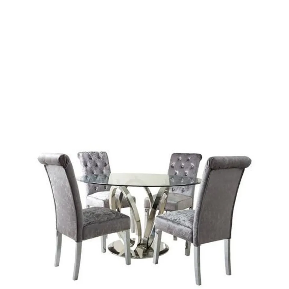 GRADE 1 LOLA DINING TABLE & 4 SCROLL - COLLECTION ONLY