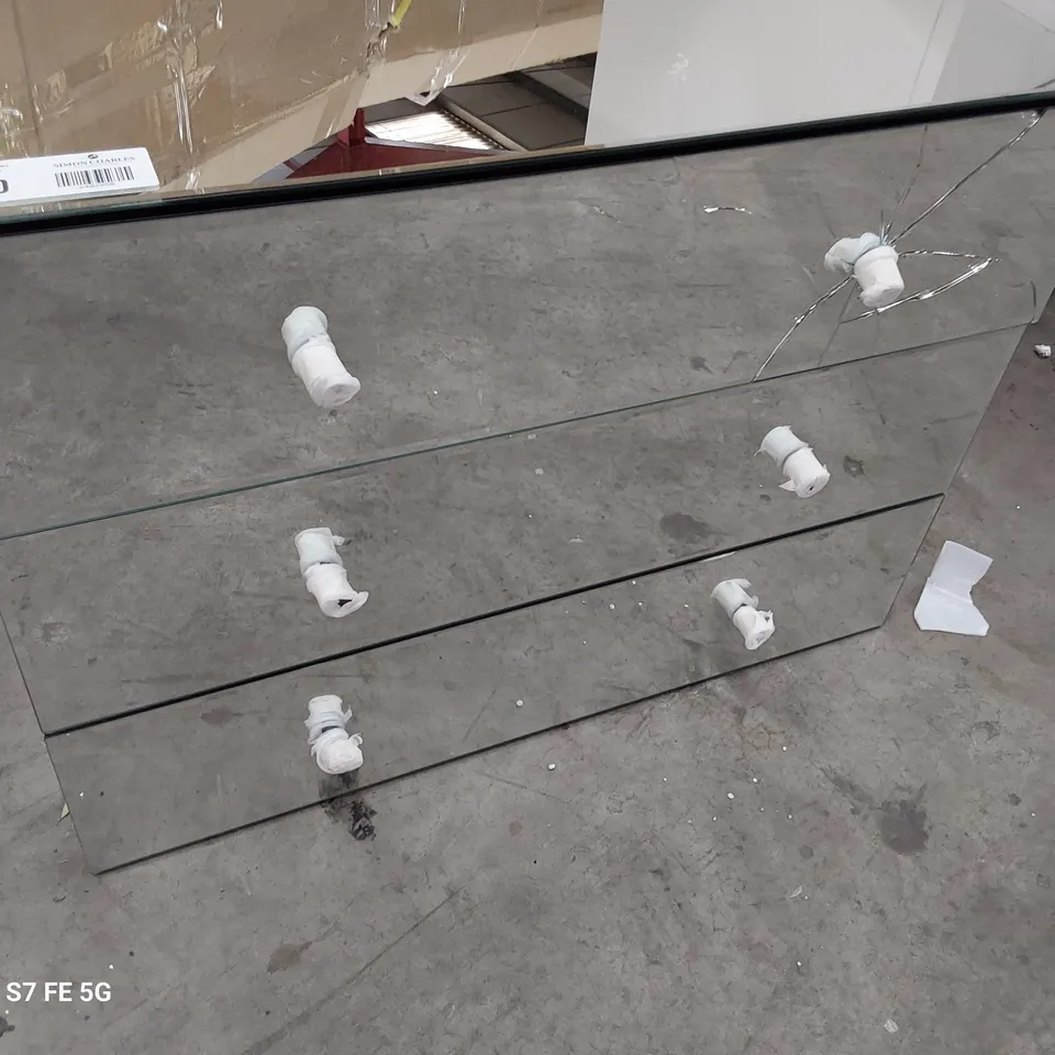 DESIGNER MIRRORED CHEST OF THREE DRAWERS