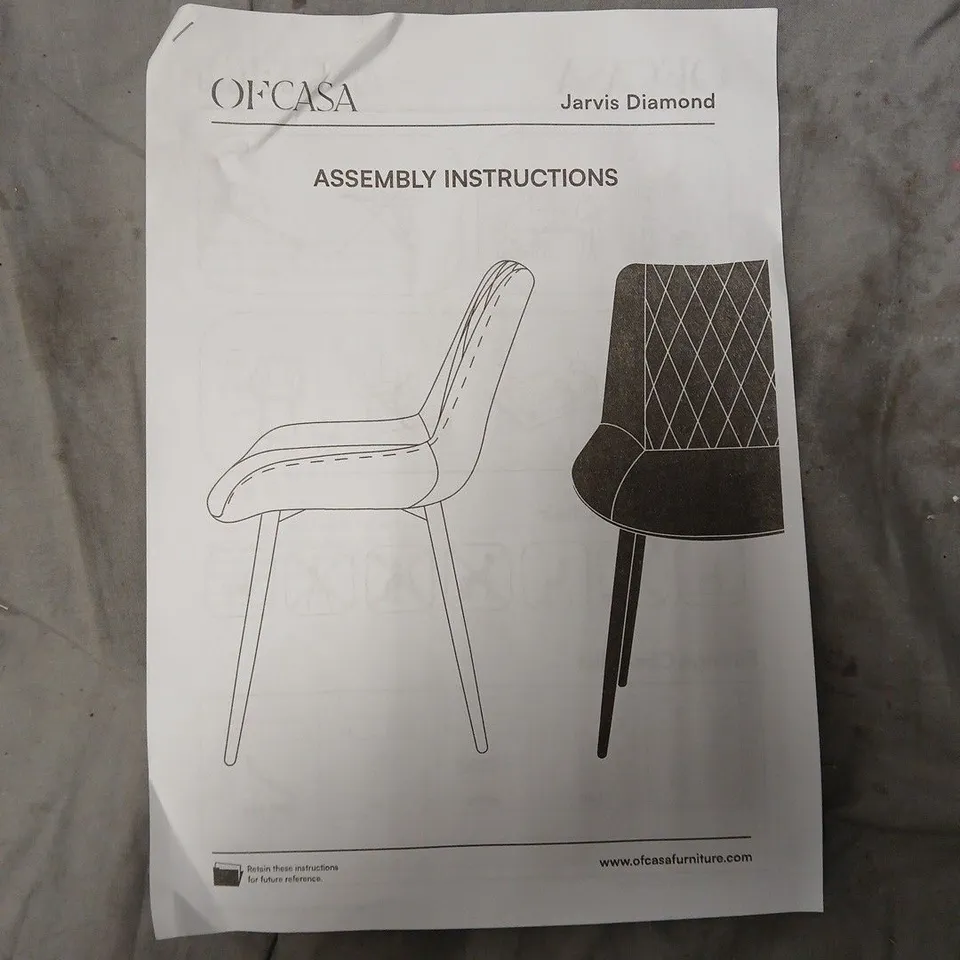 OFCASA JARVIS DAIMOND DINING CHAIR PAIR IN GREEN - COLLECTION ONLY