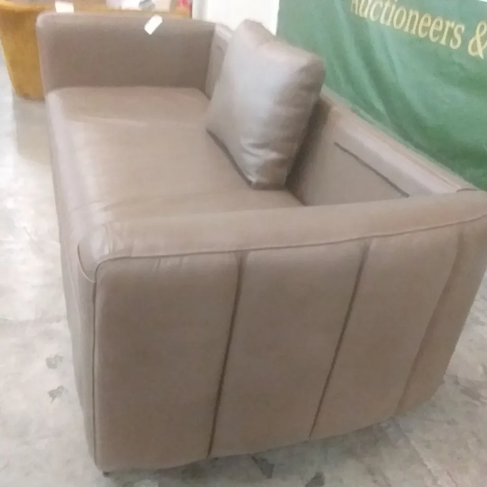 QUALITY DESIGNER CRICKET 4 SEATER SOFA - BROWN LEATHER 