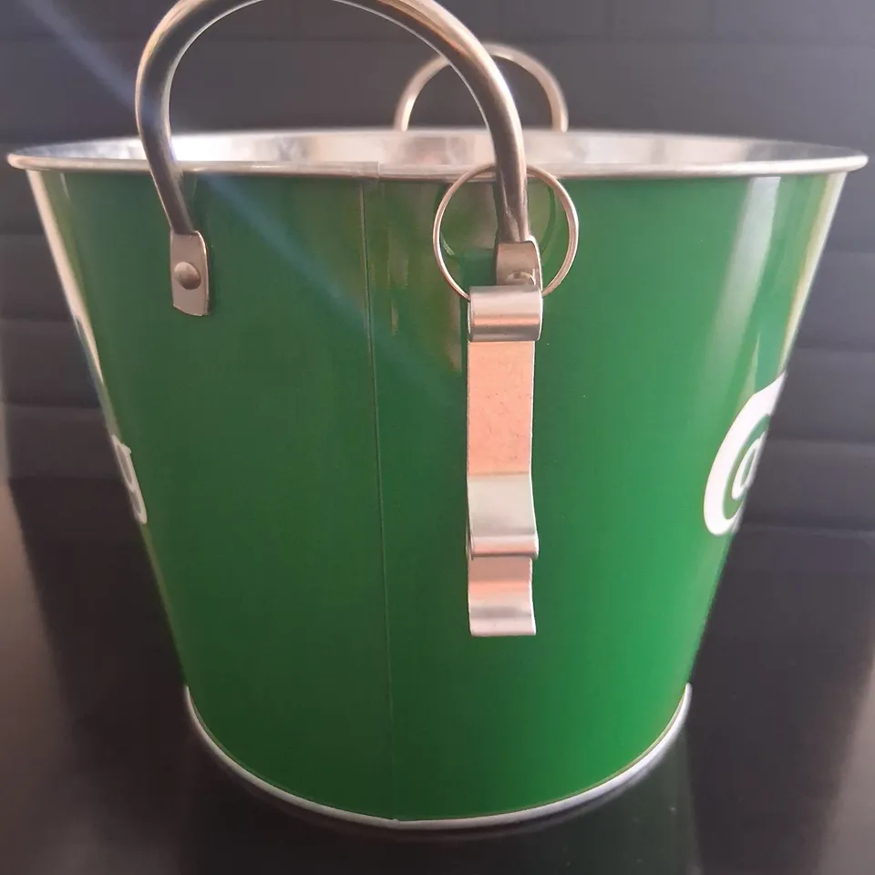APPROXIMATELY 12 BRAND NEW CARLSBERG DANISH PILSNER DRINKS BUCKETS WITH BOTTLE OPENERS