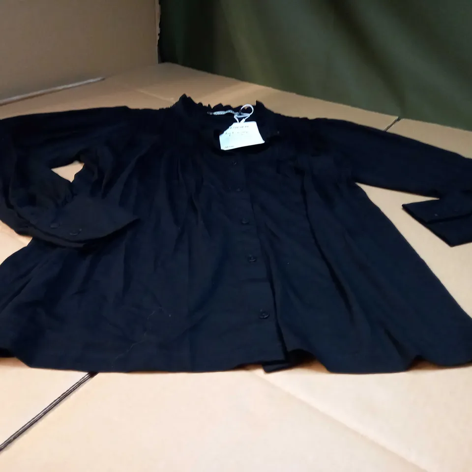 BAUKJEN BLACK BUTTON THROUGH BLOUSE - SIZE 10