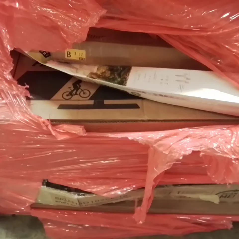 PALLET CONTAINING ASSORTED PRODUCTS INCLUDING: BICYCLES, GARMENT RACK, PAINTING ECT