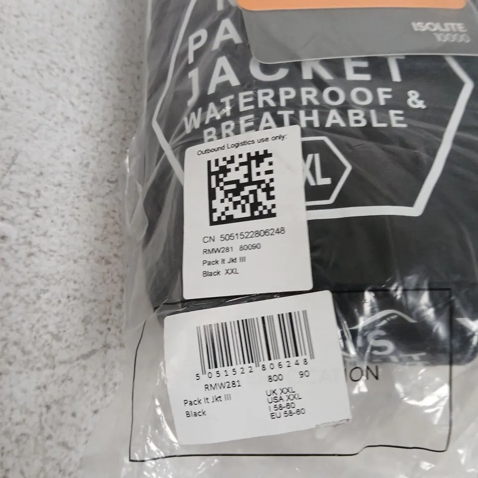 REGATTA PACK IT JACKET – BLACK, WATERPROOF & BREATHABLE, XXL