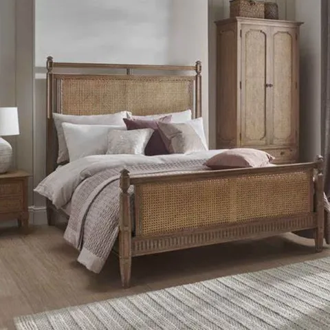 BRAND NEW BOXED HOMES DIRECT 365 BELLE NATURAL FRENCH CANE BED KING (4 BOXES)