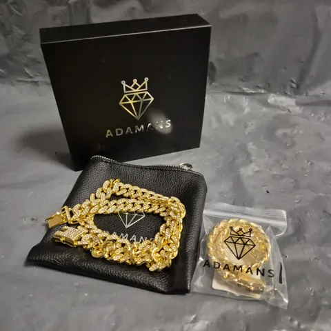 BOXED ADAMANS 13MM CUBAN CHAIN + BRACELET - GOLD