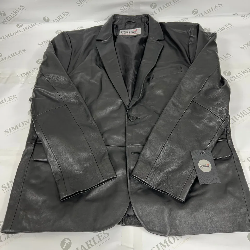 HOUSE OF LEATHER BUTTONED LEATHER JACKET IN BLACK SIZE 2XL