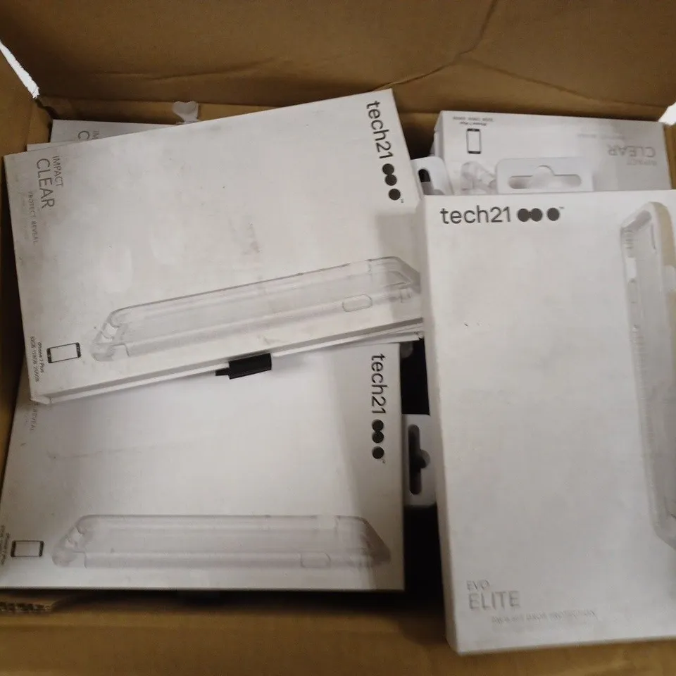 APPROXIMATELY 25 BOXED TECH21 PROTECTIVE CASES FOR IPHONE MODELS 