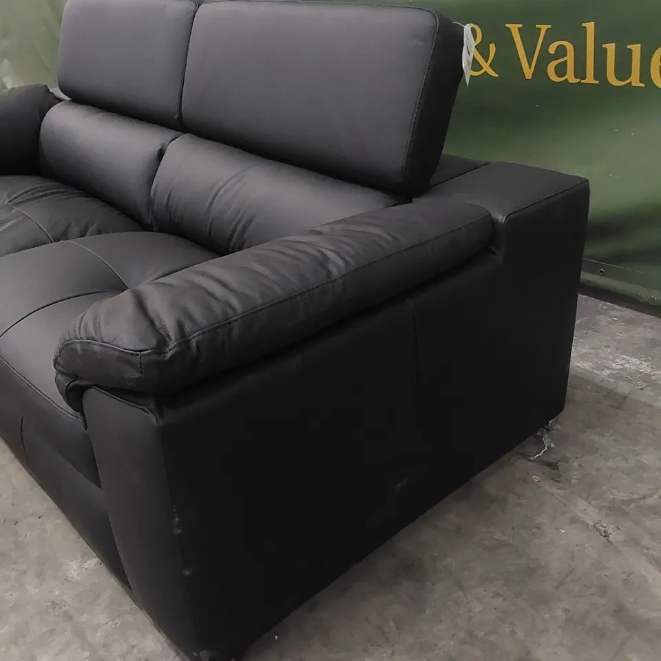 BRADY PREMIUM LEATHER 3 SEATER SOFA - BLACK RRP £1149
