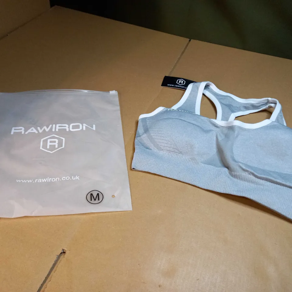RAWIRON LIGHT GREY/WHITE DETAILED SPORTS BRRA - MEDIUM