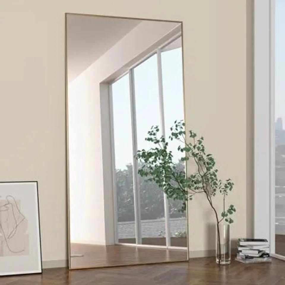 BOXED FULL-LENGTH MIRROR, 180CM×80CM, FREE-STANDING MIRROR WITH ALUMINIUM ALLOY FRAME