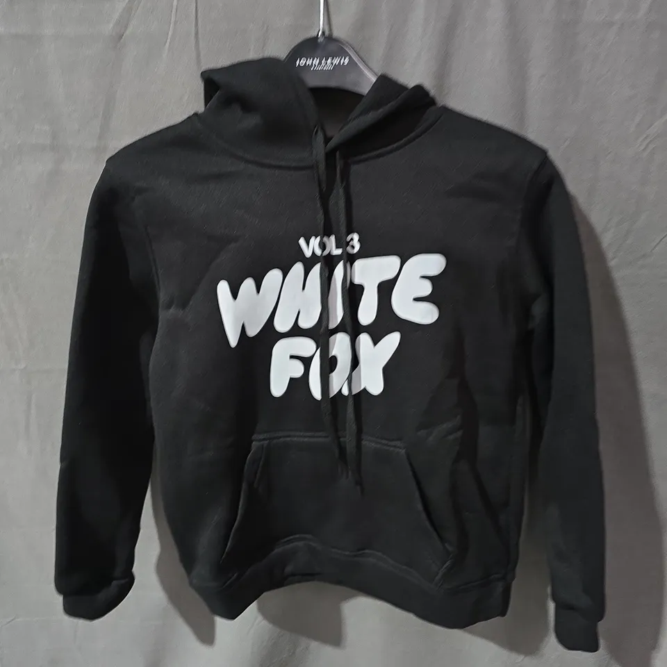 BLACK HOODIE WITH VOL3 WHITE FOX PRINT