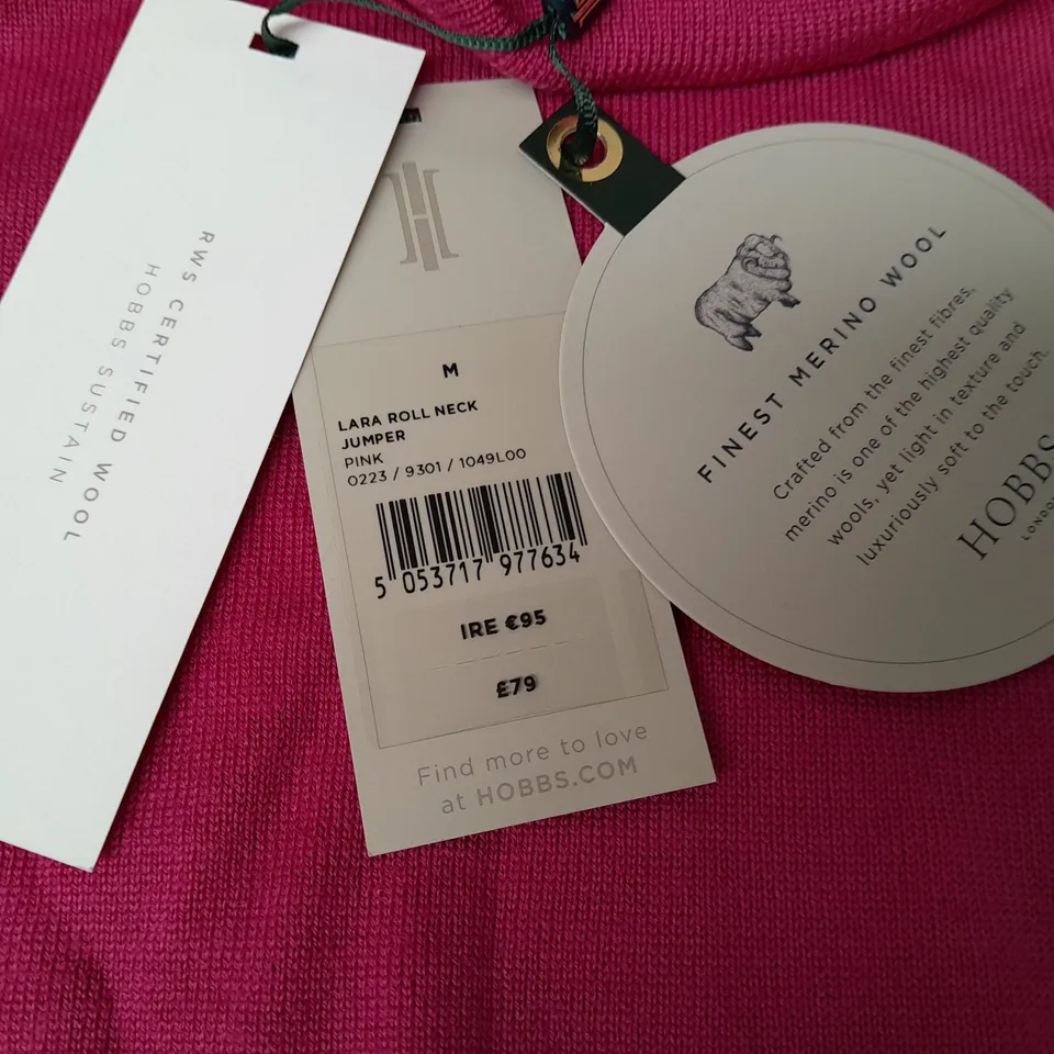 HOBBS MERINO WOOL ROLL NECK JUMPER - MED