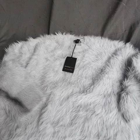 RIVER ISLAND STUDIOS GREY FAUX-FUR JUMPER – UK M (MEDIUM)