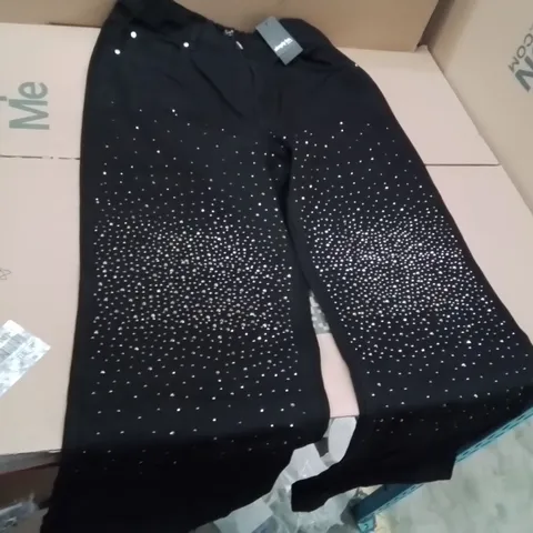 BOXED BRAND NEW APPROXIMATELY 15 SIMPLY BE EMBELLISHED WIDE LEGGED JEANS SIZE 14 BLACK