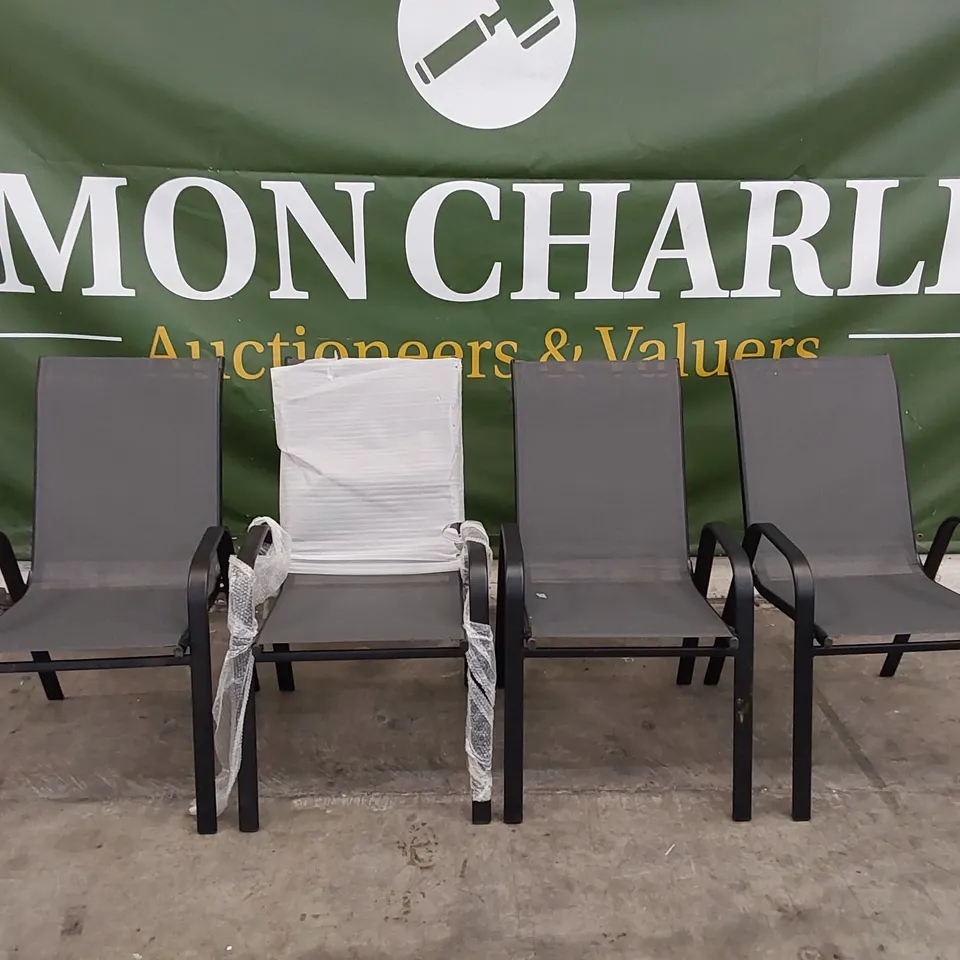 SET OF 4 DESIGNER GARDEN CHAIRS IN GREY AND BLACK (4 ITEMS)