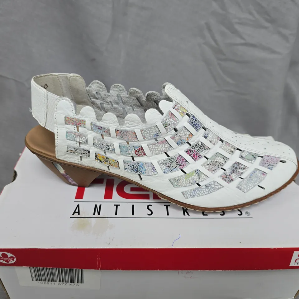 Rieker Antistress Women's White Sandals with Mosaic Cut-Outs size 