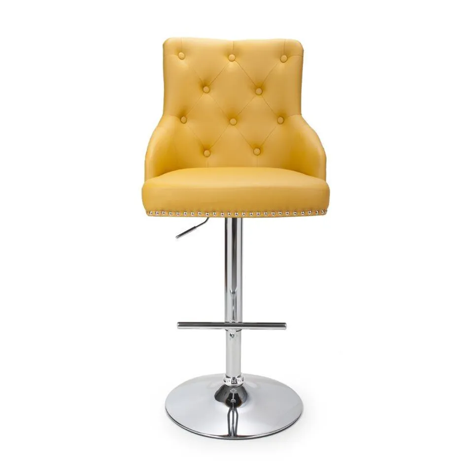 NEWMARKET HEIGHT ADJUSTABLE SWIVEL BAR STOOL - ROCC0 YELLOW LEATHER EFFECT