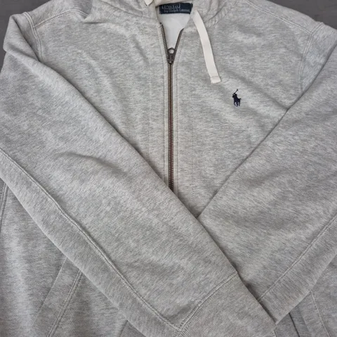 POLO RALPH LAUREN LONG SLEEVE ZIP-UP HOODIE IN GREY SIZE LARGE