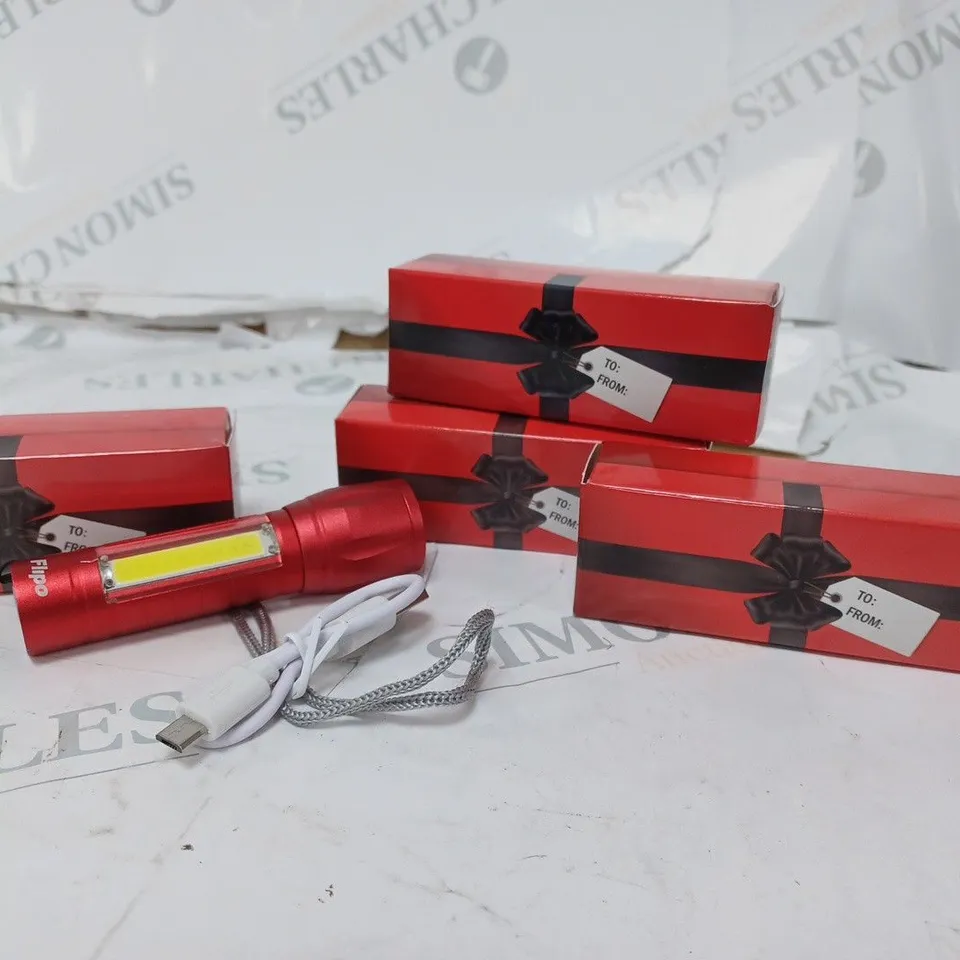 FOUR RECHARGEABLE LED FLASHLIGHT AND COB WORK LIGHT